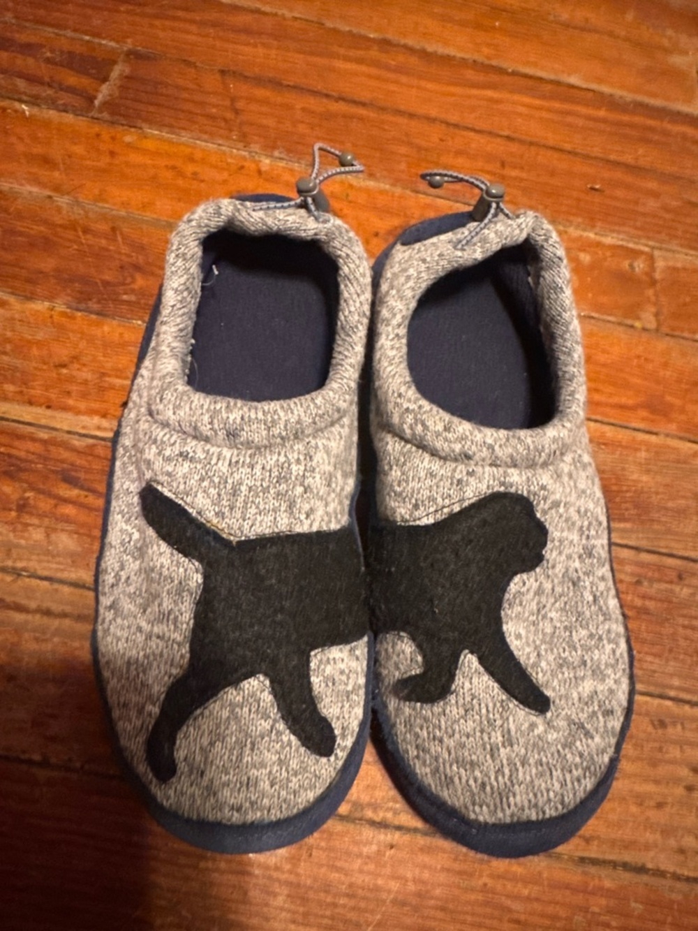 LL BEAN black lab dog Kids' Sweater Fleece Slippers, Motif youth size 3-4